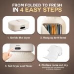 MOJOCO Portable Clothes Dryer - 600w Compact Dryer for Apartment, Travel - Image 8